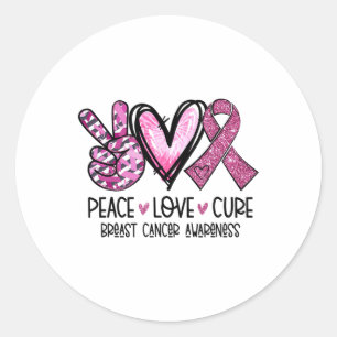 Kärlek Cure Rosa Ribbon Cancer Breast Awareness Runt Klistermärke