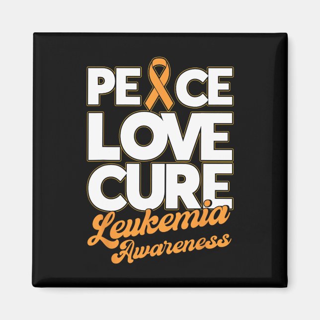 Kärlek Cure Support Leukemia Awareness Ribbon Magnet (Framsidan)