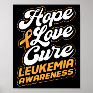 Kärlek Cure Support Leukemia Awareness Ribbon Poster
