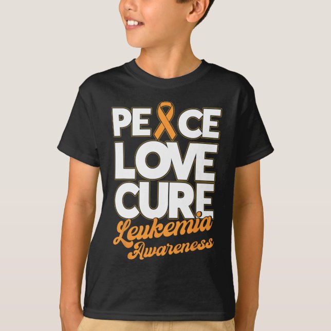 Kärlek Cure Support Leukemia Awareness Ribbon T Shirt (Framsida)