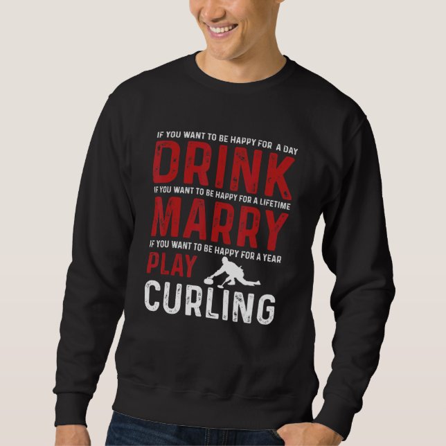 Kärlek Curling Team Lång Ärmad Tröja (Framsida)