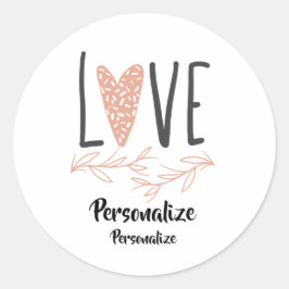Kärlek-Cute Boho Heart Alla hjärtans dag personali Runt Klistermärke