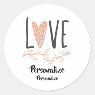 Kärlek-Cute Boho Heart Alla hjärtans dag personali Runt Klistermärke