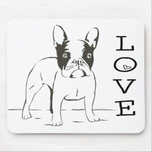 Kärlek Cute Fransk Bulldog Puppy Hund Mousepad Musmatta