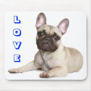 Kärlek Cute Fransk Bulldog Puppy Hund Mousepad Musmatta