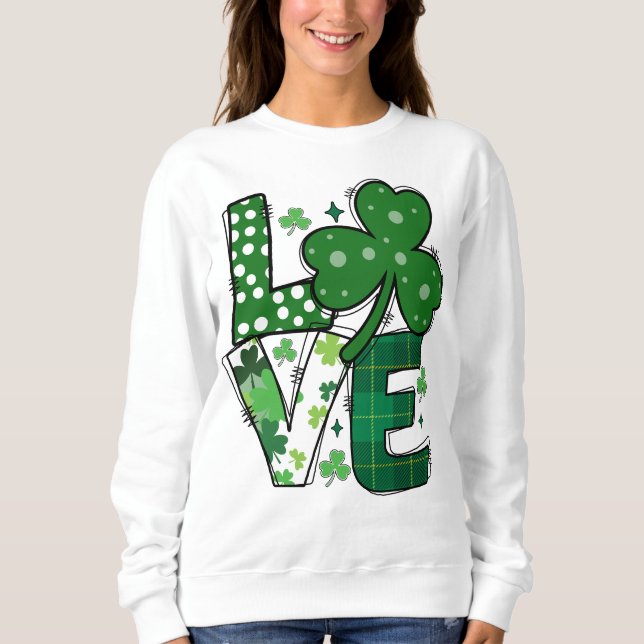 Kärlek Cute Grönt St patrick's day Sweatshirt - C0 T Shirt (Framsida)