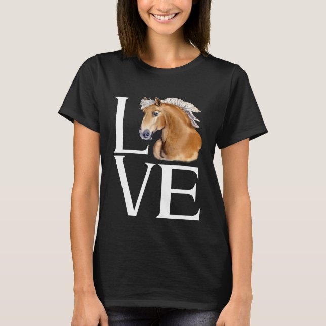Kärlek Cute Haflinger Horse T Shirt (Framsida)