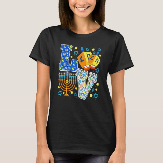 KÄRLEK Cute Hanukkah Chanukah Dekorations Dreidel  T Shirt (Framsida)