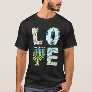 Kärlek Cute Hanukkah Chanukah Menorah Pajama Match T Shirt