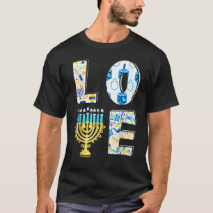 Kärlek Cute Hanukkah Chanukah Menorah Pajama Match T Shirt