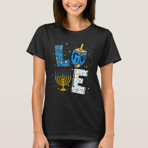 KÄRLEK Cute Hanukkah Dekorations Dreidel Menorah C T Shirt