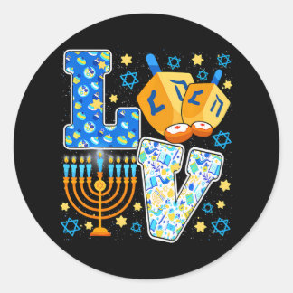 KÄRLEK Cute Hanukkah Dekorations Dreidel Menorah Runt Klistermärke