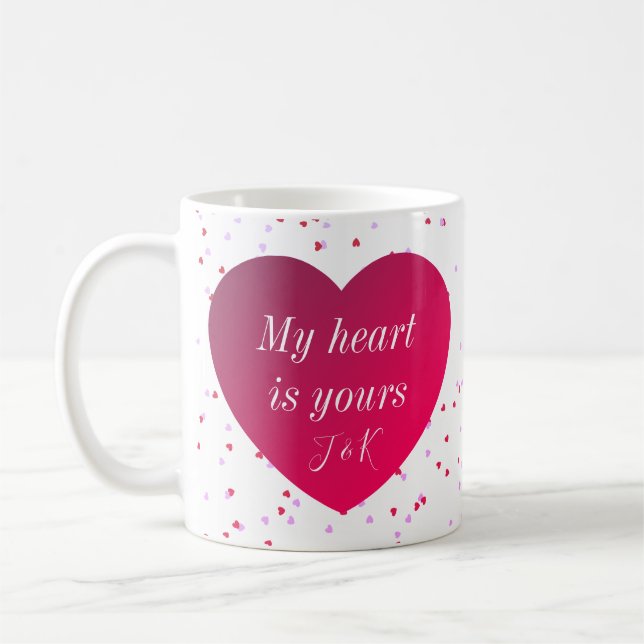 Kärlek Cute Keepsak Red Heart Modern Valentines da Kaffemugg (Vänster)