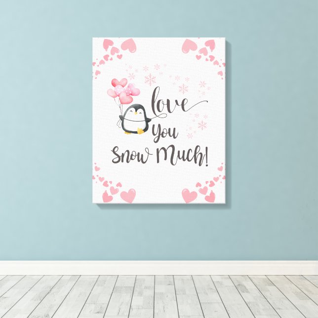 Kärlek - Cute Kids Penguin-Personligen Canvastryck (Insitu (trägolv))