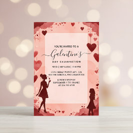 Kärlek Cute Maka Tonåring Galentines Day-Helgdag f Inbjudningar