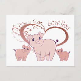 Kärlek, Cute Piggies Art Vykort