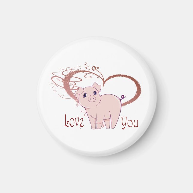 Kärlek, Cute Piggy Art Magnet (Framsidan)