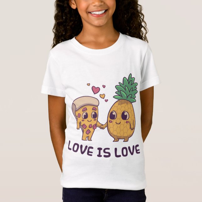 Kärlek Cute Pride Pineapple Pizza T Shirt (Framsida)