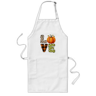 KÄRLEK - Cute Pumpkin & Polka Dot Brev Långt Förkläde