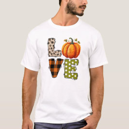 KÄRLEK - Cute Pumpkin & Polka Dot Brev T Shirt