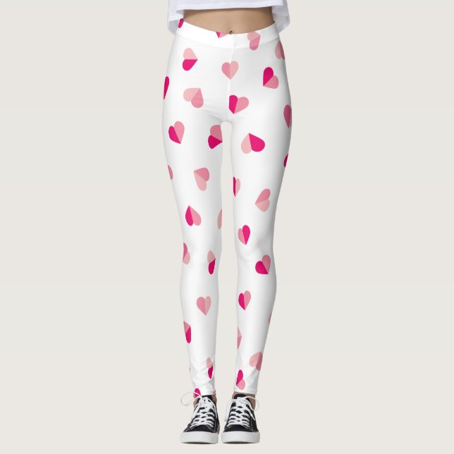 Kärlek Cute Rosa Heart Mönster Leggings (Framsida)