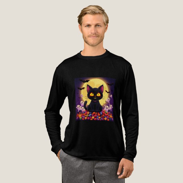 Kärlek Cute Svarta katter? glöd in i HalloweenNatt T Shirt (Hel framsida)