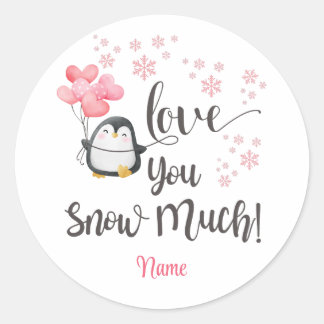 Kärlek - Cute Valentine Penguin Personlig Runt Klistermärke