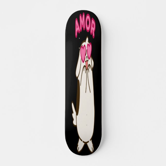 Kärlek - Cute White Hund Mini Skateboard Bräda 18,5 Cm (Framsida)