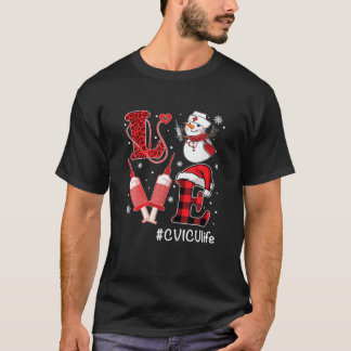Kärlek CVICU Nurse Life Snögubbe Syringe jul Nu T Shirt