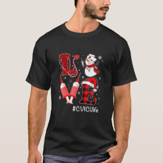 Kärlek CVICU Nurse Life Snögubbe Syringe jul Nu T Shirt