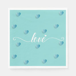 Kärlek cyan calligraphy-hjärta pappersservett