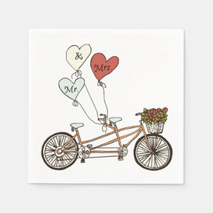 Kärlek cykel Mr. & Mrs papper napkin Pappersservett