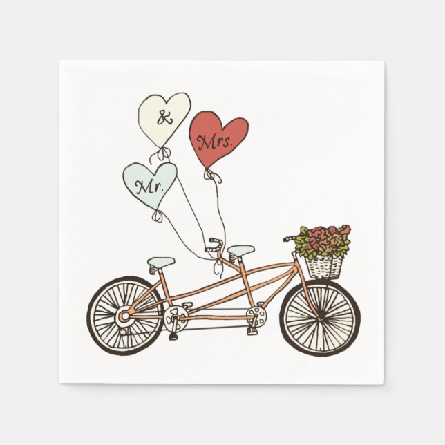 Kärlek cykel Mr. & Mrs papper napkin Pappersservett (Framsidan)