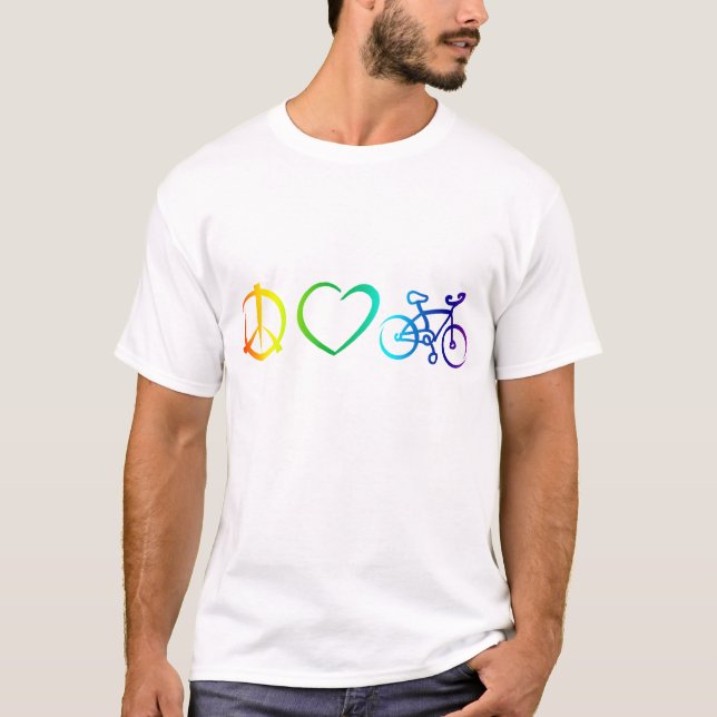 kärlek & cykla för fred t-shirt (Framsida)
