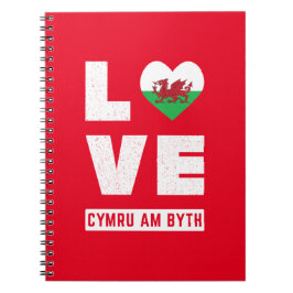 Kärlek Cymru am Byth Wales Flagga Welsh Roots Vint Anteckningsbok