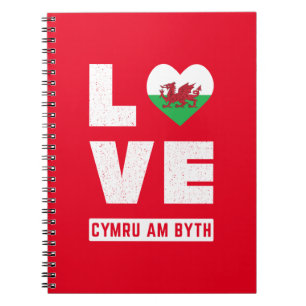 Kärlek Cymru am Byth Wales Flagga Welsh Roots Vint Anteckningsbok