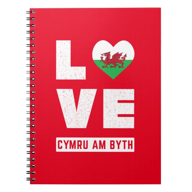 Kärlek Cymru am Byth Wales Flagga Welsh Roots Vint Anteckningsbok (Framsidan)