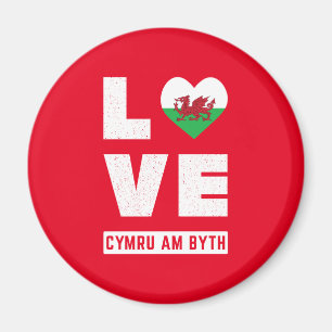 Kärlek Cymru am Byth Wales Flagga Welsh Roots Vint Magnet