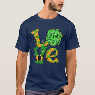 Kärlek D20 Dice Funny Gamers St patrick's day T Shirt