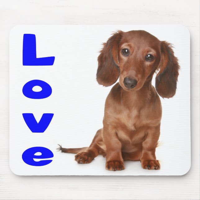 Kärlek Dachshund Puppy Hund Computer Mousepad Musmatta (Framsidan)