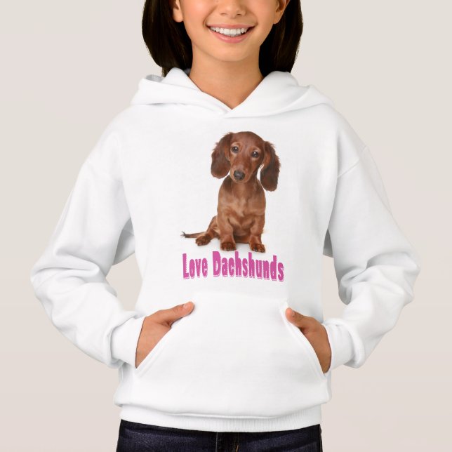Kärlek Dachshund Puppy Hund Sötskjorta Tee (Framsida)