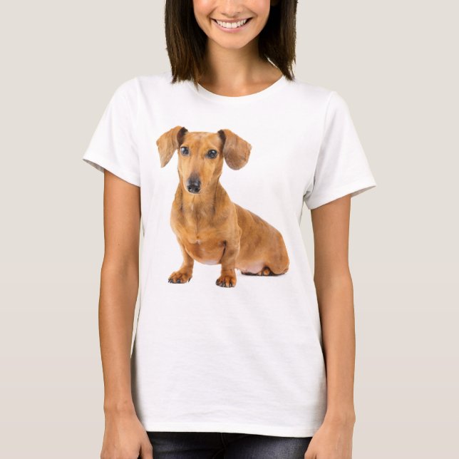 Kärlek Dachshund Puppy Hund Tee Shirt (Framsida)