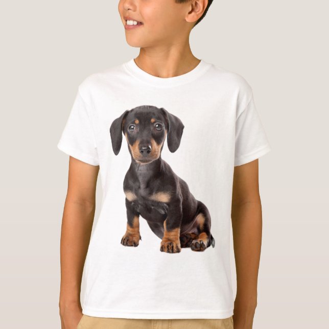 Kärlek Dachshund Puppy Hund Tee Shirt (Framsida)