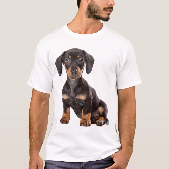 Kärlek Dachshund Puppy Hund Tee Shirt (Framsida)
