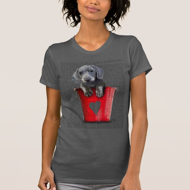Kärlek Dachshund Puppys fickor T-shirt (Framsida)