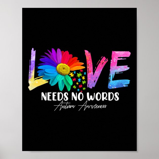 Kärlek Daisy Autism Awareness Need No Ord Poster (Framsidan)