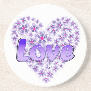 Kärlek Daisy Heart Lila Underlägg Sandsten