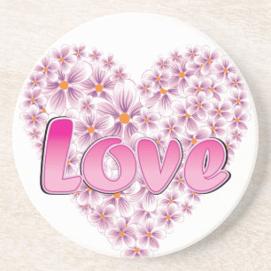 Kärlek Daisy Heart Rosa Underlägg Sandsten