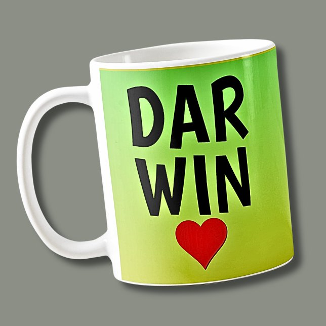 Kärlek DARWIN (eller din text) Hjärtat på Grönt Gu Kaffemugg (Skapare uppladdad)