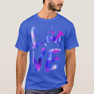 Kärlek Daschund Doie Weiner Watercolor Blue Hund M T Shirt